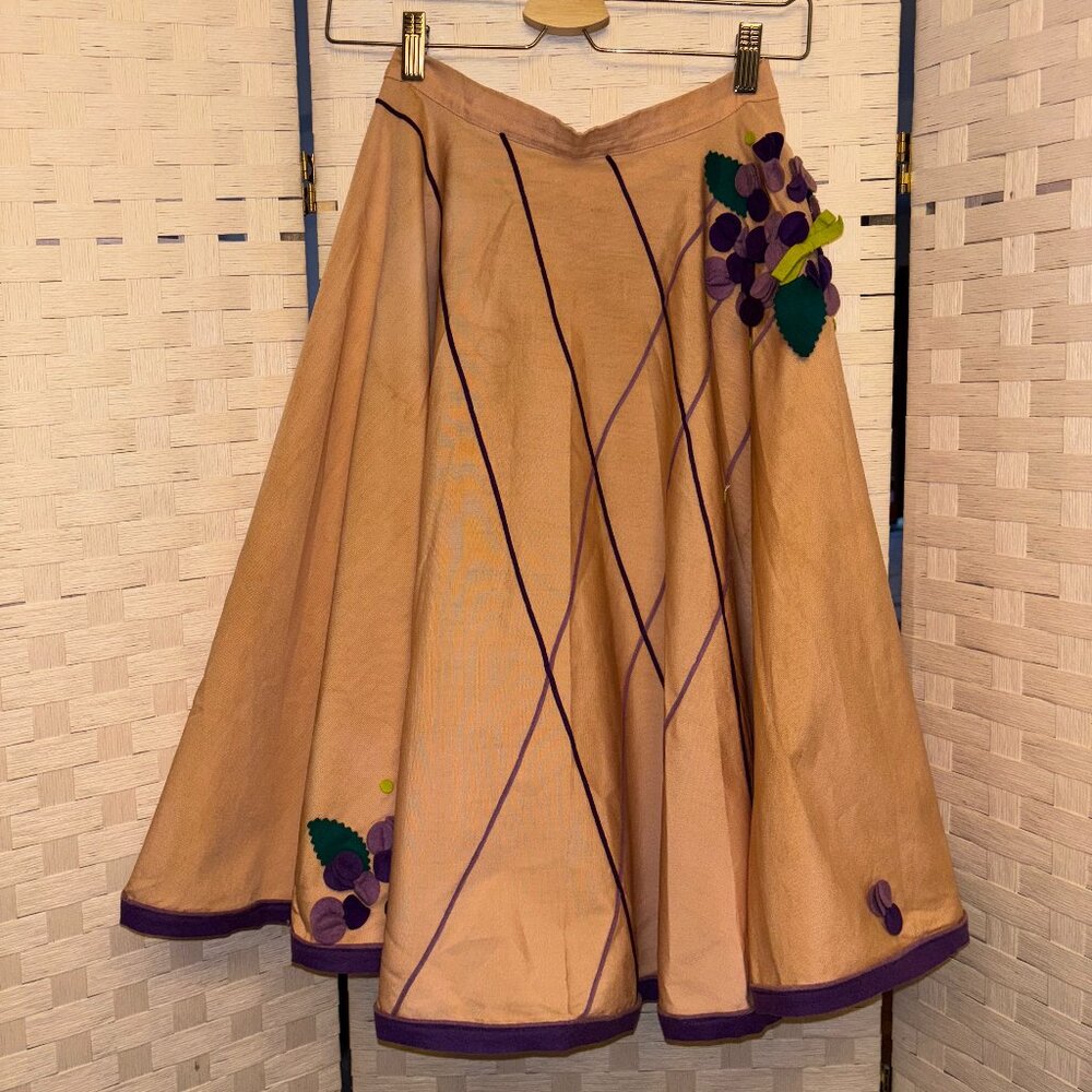 Vintage Matty Clarke Pink Circle Skirt with Felt Flowers